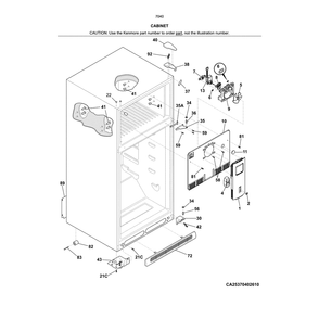 Cabinet Diagram and Parts List for 25370402612  Kenmore Refrigerator