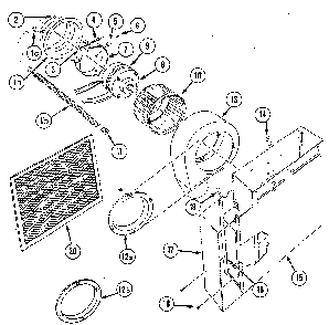 Blower/plenum assembly Diagram and Parts List for 22305 1988 Kenmore Miscellaneous
