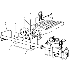 Burner Assembly 1 Diagram and Parts List for 229964452  Kenmore Water Heater