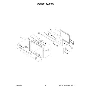 Door Parts Diagram and Parts List for 66495223713  Kenmore Range
