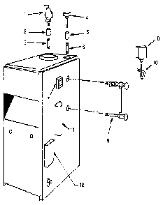 Boiler controls and piping Diagram and Parts List for 229960280-1990  Kenmore Water Heater