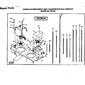 Electrical Diagram and Parts List for 867736766  Kenmore Furnace