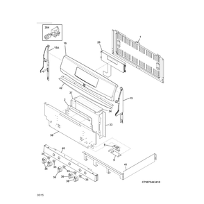 Backguard Diagram and Parts List for 79075423410  Kenmore Range