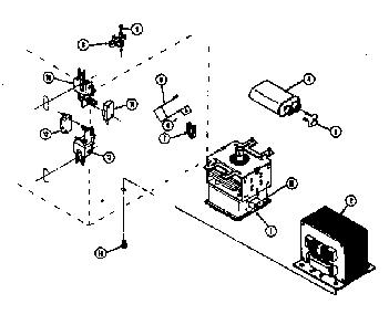 Magnetron and air flow Diagram and Parts List for 84872  Kenmore Microwave
