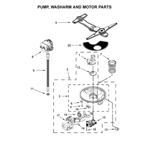 Pump, Washarm And Motor Parts Diagram and Parts List for 2214799N512  Kenmore Dishwasher