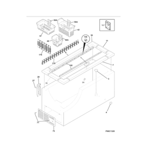 Cabinet Diagram and Parts List for 25317802410  Kenmore Freezer