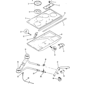 36" Gas Built-In Surface Unit-Electric Ignition Diagram and Parts List for 12201 1988 Kenmore Cooktop