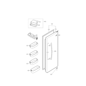 Refrigerator Door Parts Diagram and Parts List for 79551373011  Kenmore Refrigerator