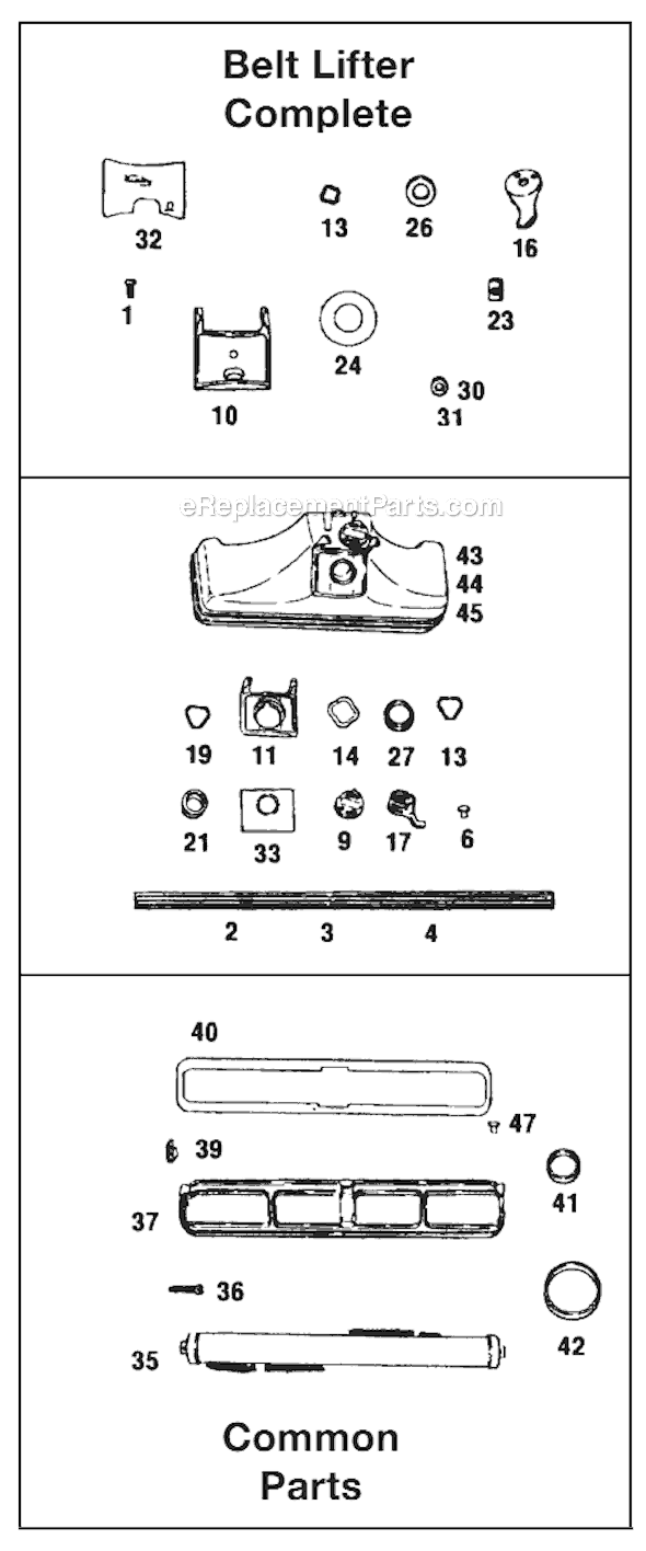 Page B Diagram and Parts List for 1CR  Kirby Upright Vacuum