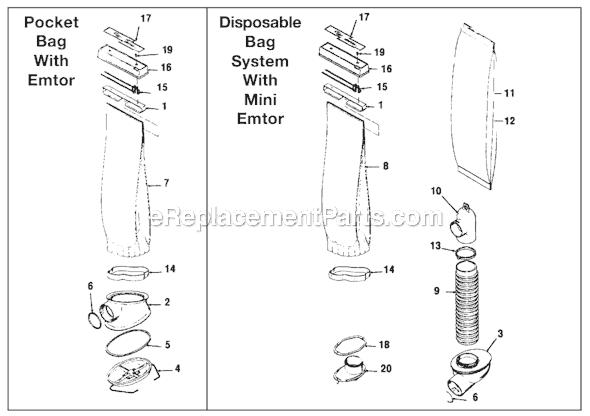Page B Diagram and Parts List for 1HC  Kirby Upright Vacuum