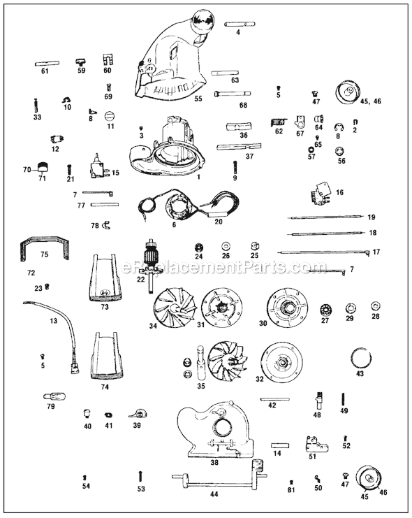 Page A Diagram and Parts List for D50  Kirby Upright Vacuum