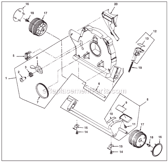 Fan Case assembly Diagram and Parts List for G5  Kirby Upright Vacuum