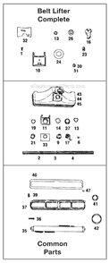 Page B Diagram and Parts List for 1CB  Kirby Upright Vacuum