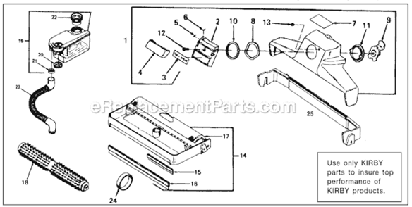 Carpet Shampoo System Diagram and Parts List for DIAMOND Edition Kirby Upright Vacuum