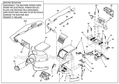 Headlight Cap/Slide bracket Diagram and Parts List for G4  Kirby Upright Vacuum