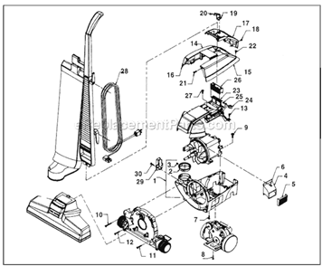 Handle and Cover Diagram and Parts List for ULTIMATEG  Kirby Upright Vacuum