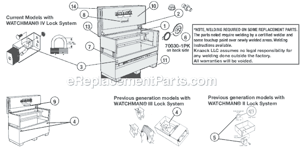 Page A Diagram and Parts List for 90  Knaack Cabinet