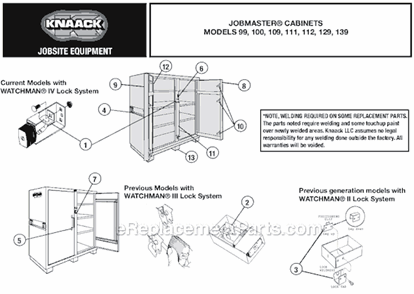 Part Location Diagram of 70141 Knaack Ball Lift Handle