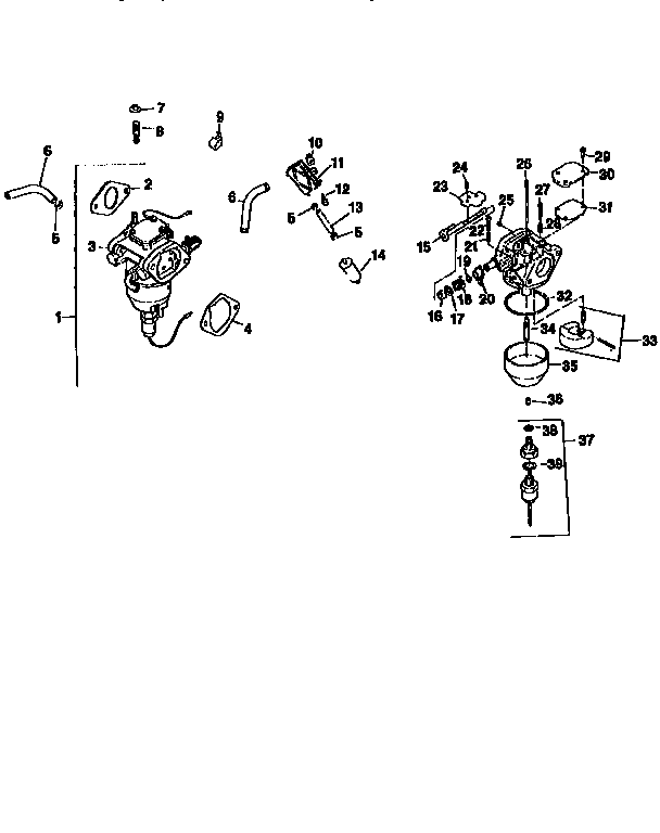 Fuel system Diagram and Parts List for CV20S-65530  Kohler Engine