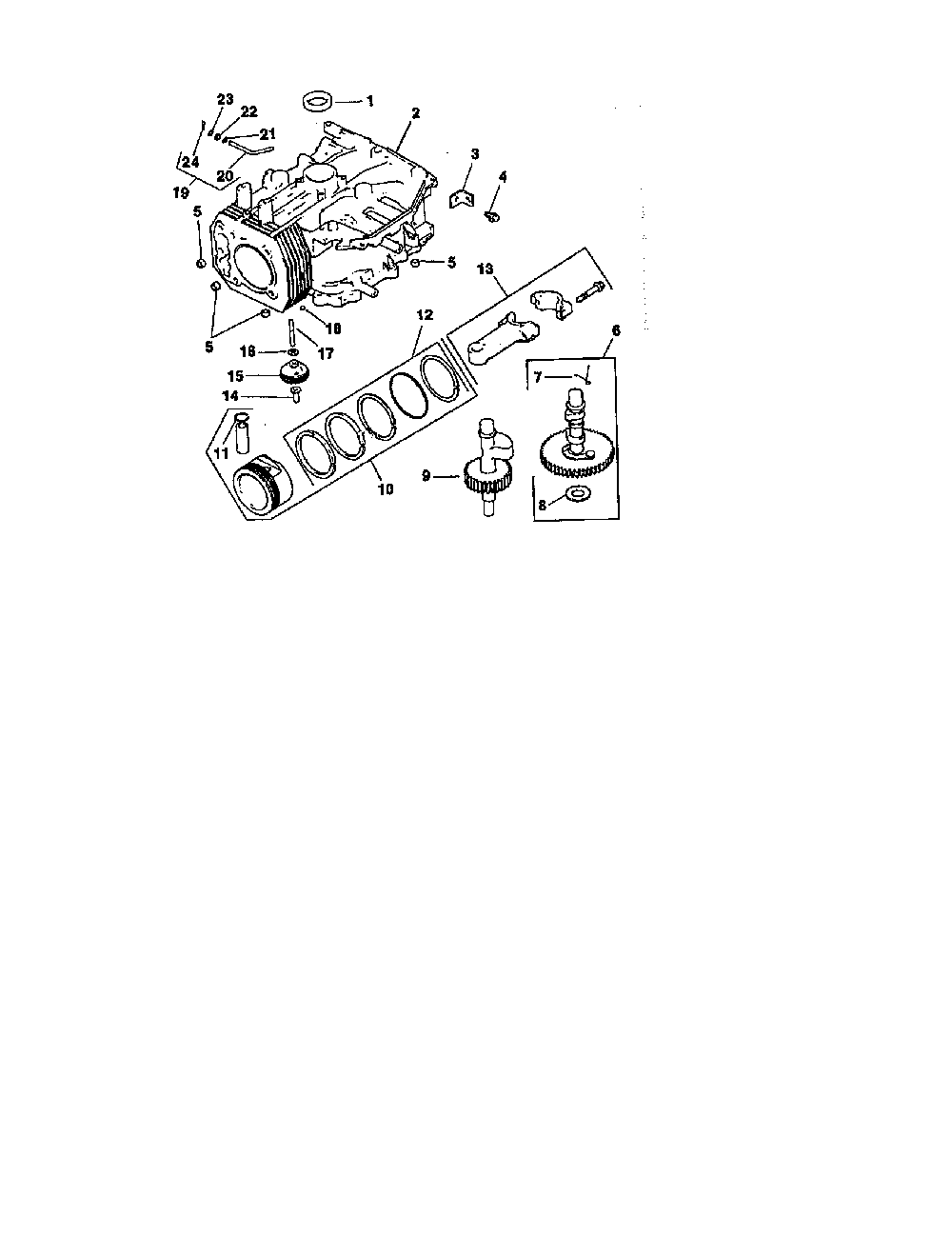 Crankcase Diagram and Parts List for CV15S-41567  Kohler Engine