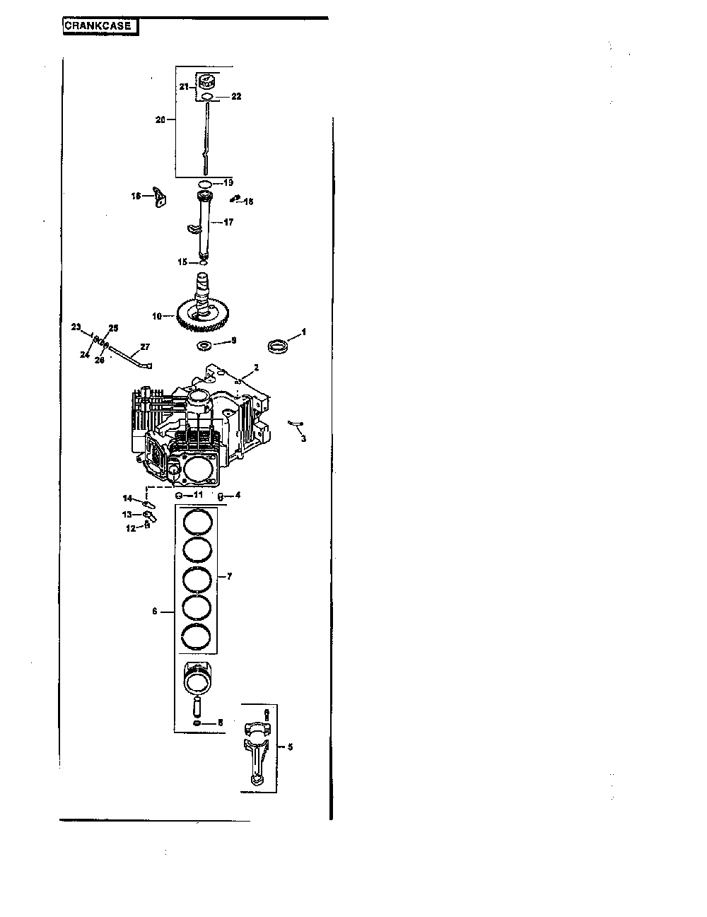 Crankcase Diagram and Parts List for CV25S-6926  Kohler Engine