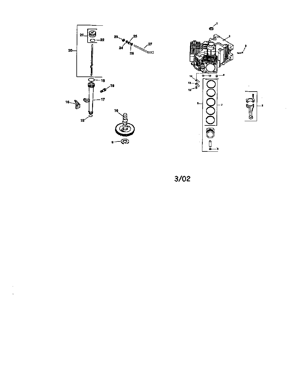 Crankcase Diagram and Parts List for CV624S-65577  Kohler Engine