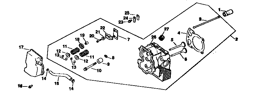 Cylinder head, valve, breather Diagram and Parts List for CV15S-41566  Kohler Engine
