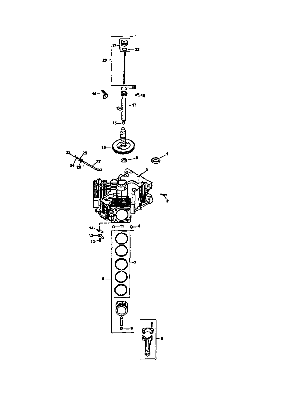 Crankcase Diagram and Parts List for CV26S-69526  Kohler Engine