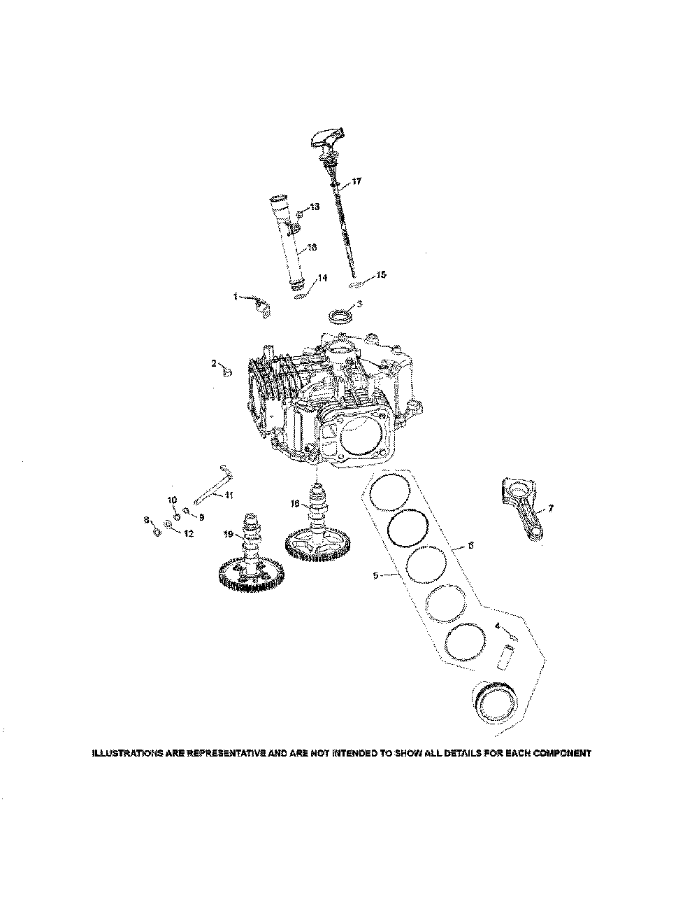 Crankcase Diagram and Parts List for KT725-3040  Kohler Engine