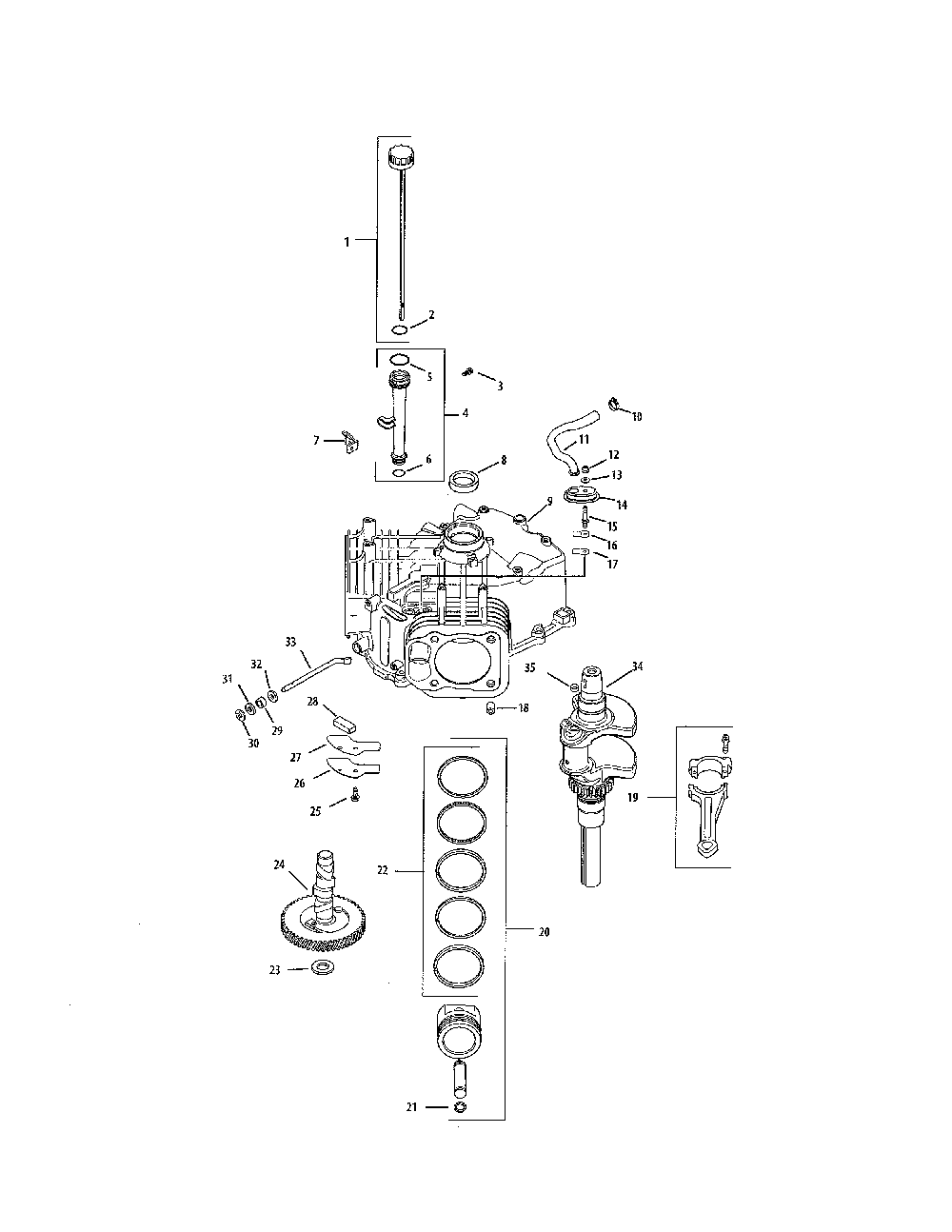 Crankshaft/crankcase Diagram and Parts List for 752KSV7410  Kohler Engine