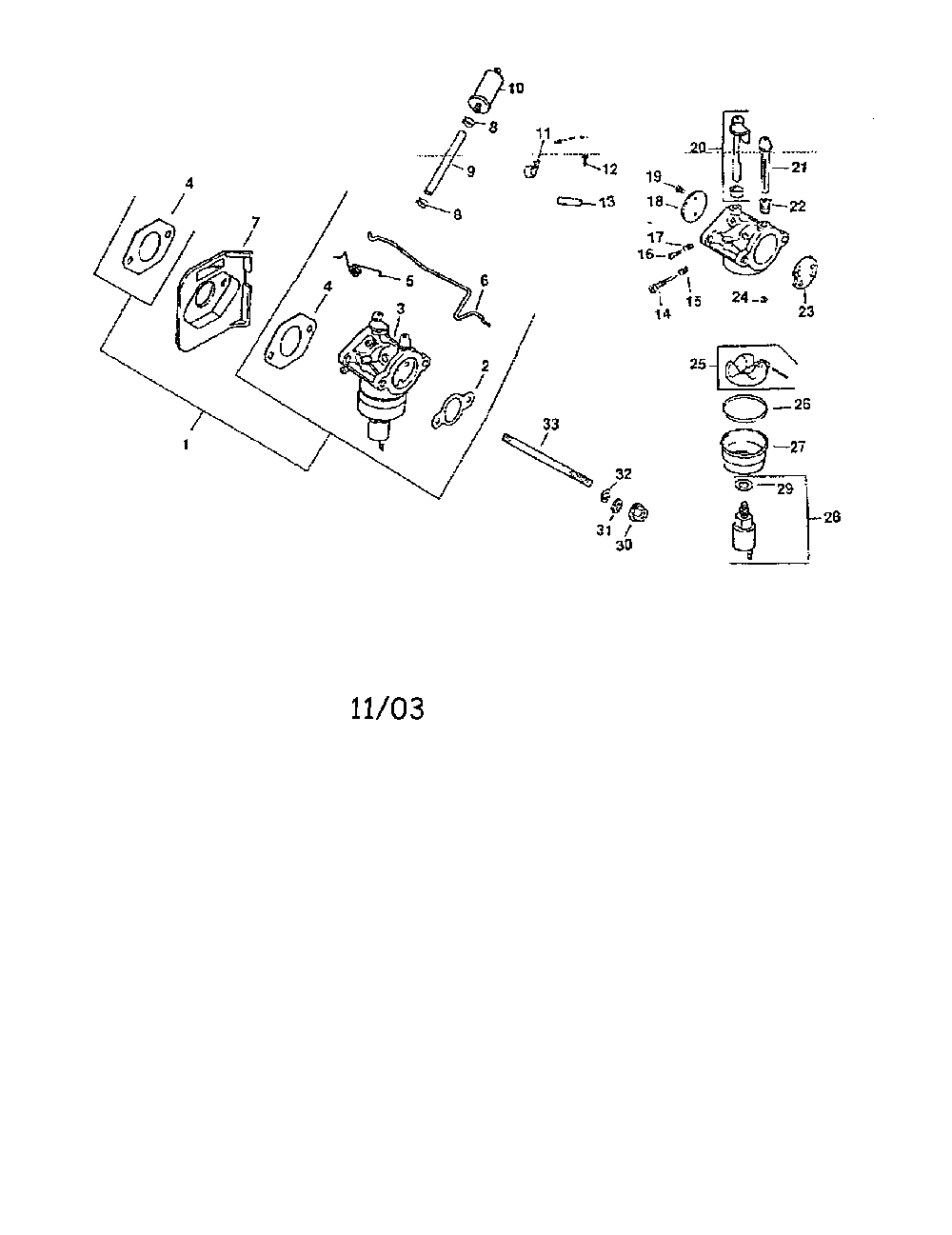 Fuel system Diagram and Parts List for CV15S-PS41526  Kohler Engine