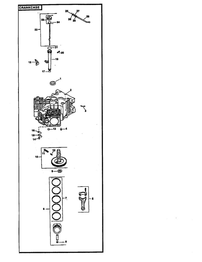 Crankcase Diagram and Parts List for CV22S-75534  Kohler Engine