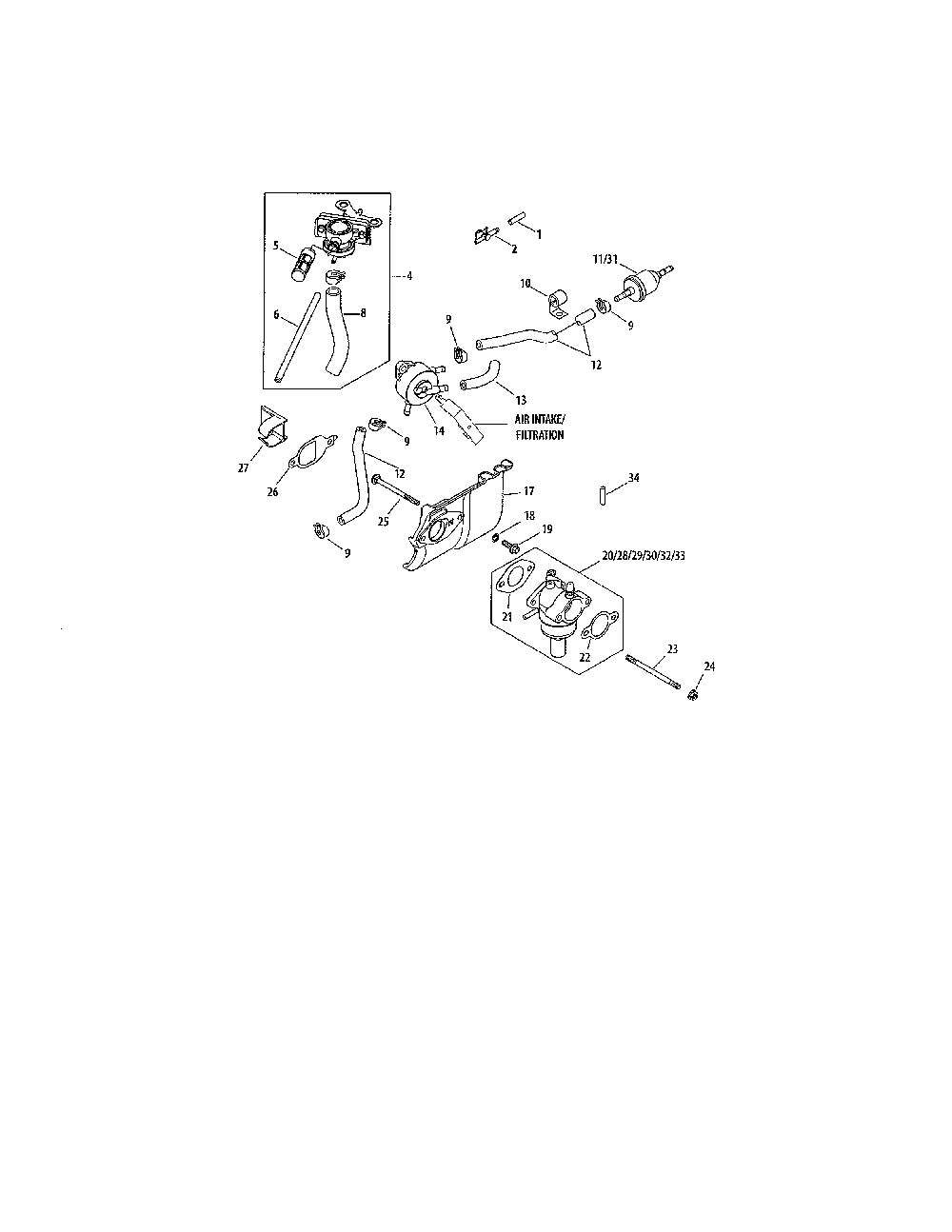Fuel system Diagram and Parts List for 752KSV6000225  Kohler Engine