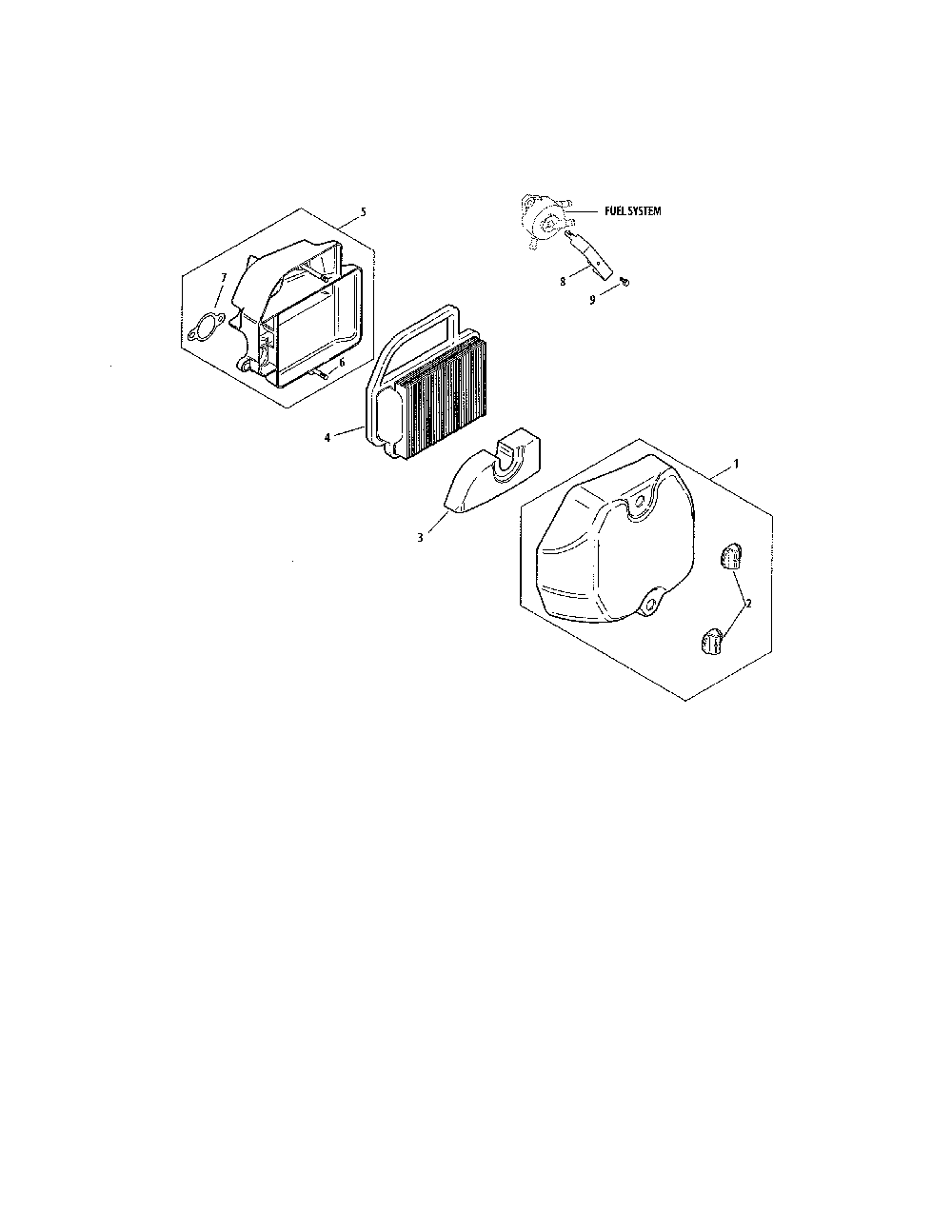 Air intake/filtration Diagram and Parts List for 752KSV6000225  Kohler Engine