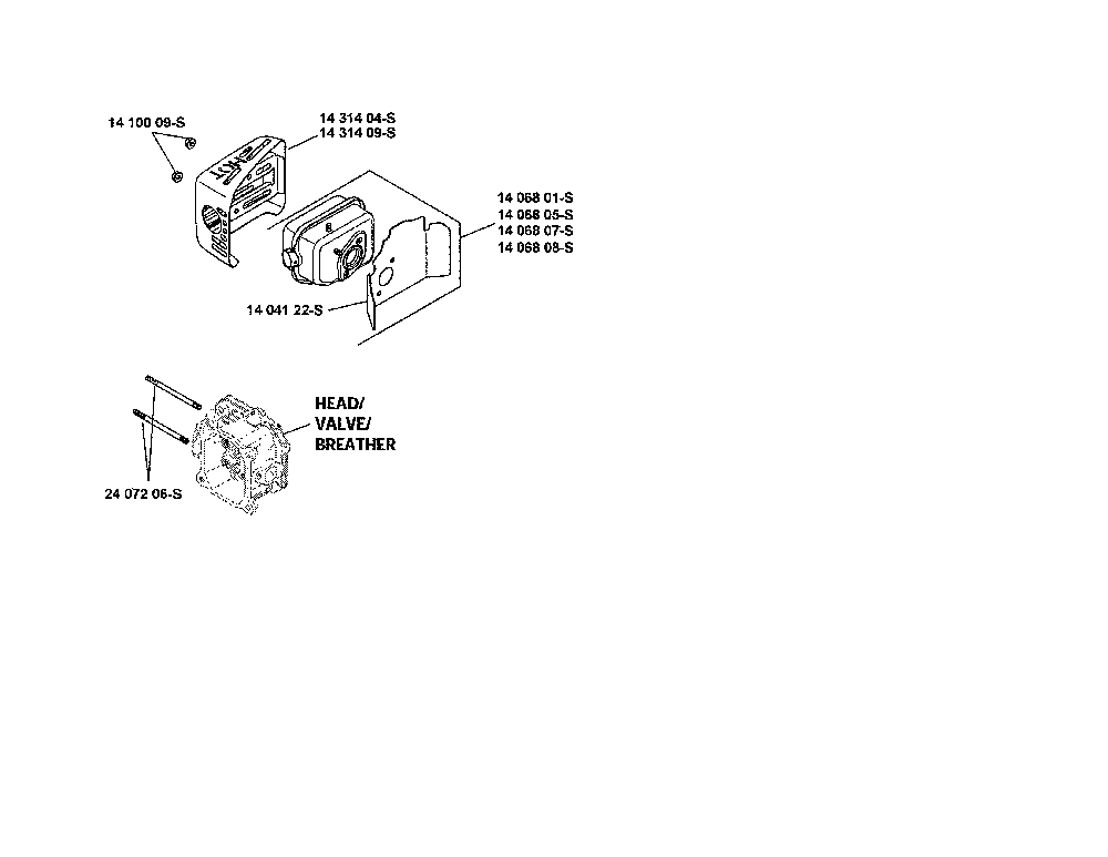 Exhaust Diagram and Parts List for XT173-3225-EA  Kohler Engine