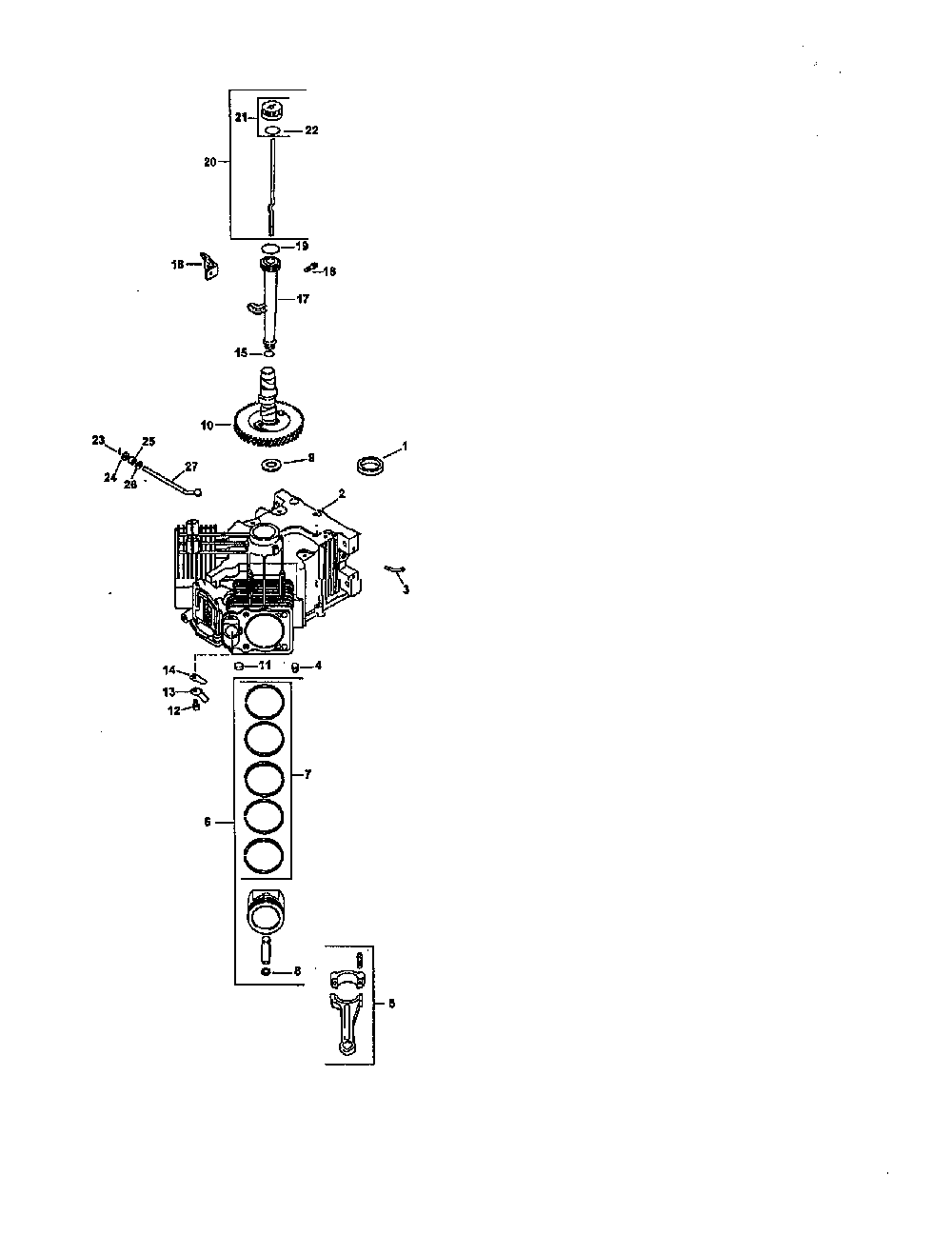 Crankcase Diagram and Parts List for CV25S-69526  Kohler Engine