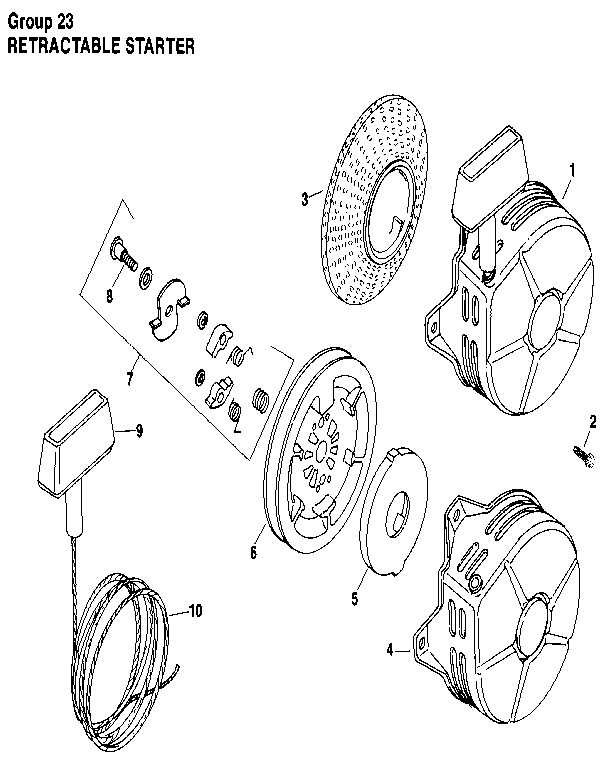 Rewind starter Diagram and Parts List for M8ST-301609  Kohler Engine