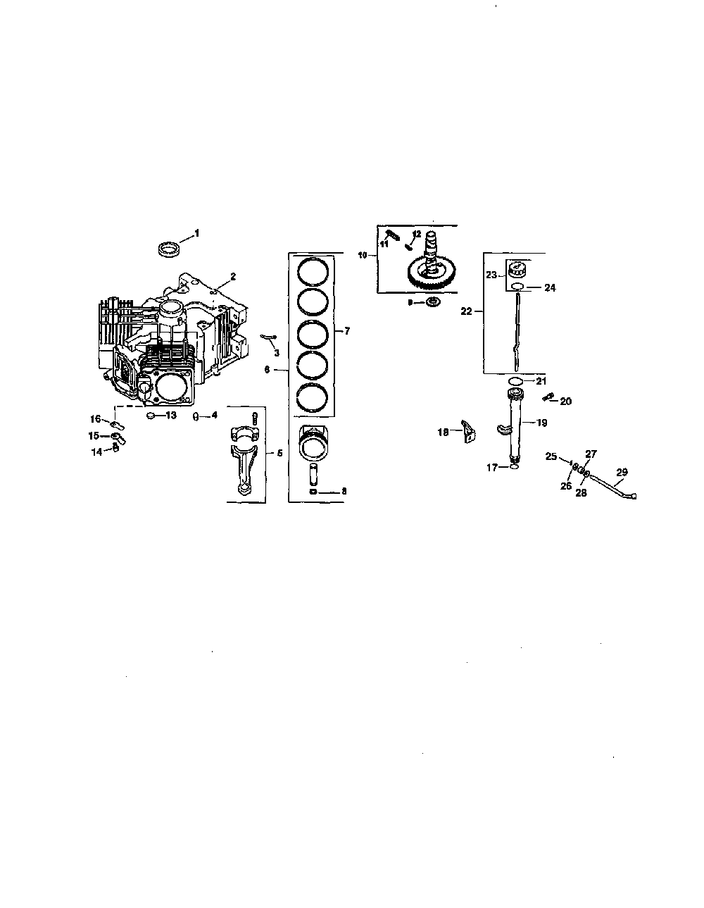Crankcase Diagram and Parts List for CV20S-65563  Kohler Engine