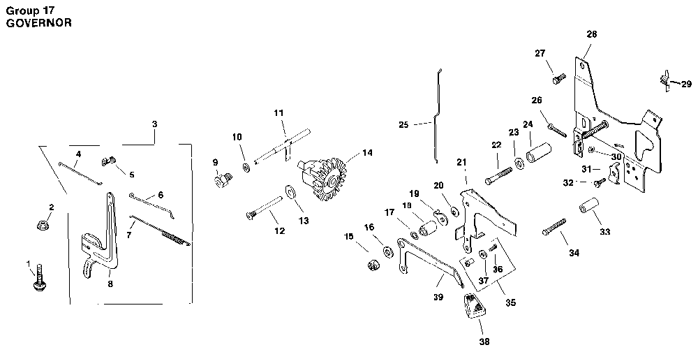 Governor parts Diagram and Parts List for M8ST-301609  Kohler Engine