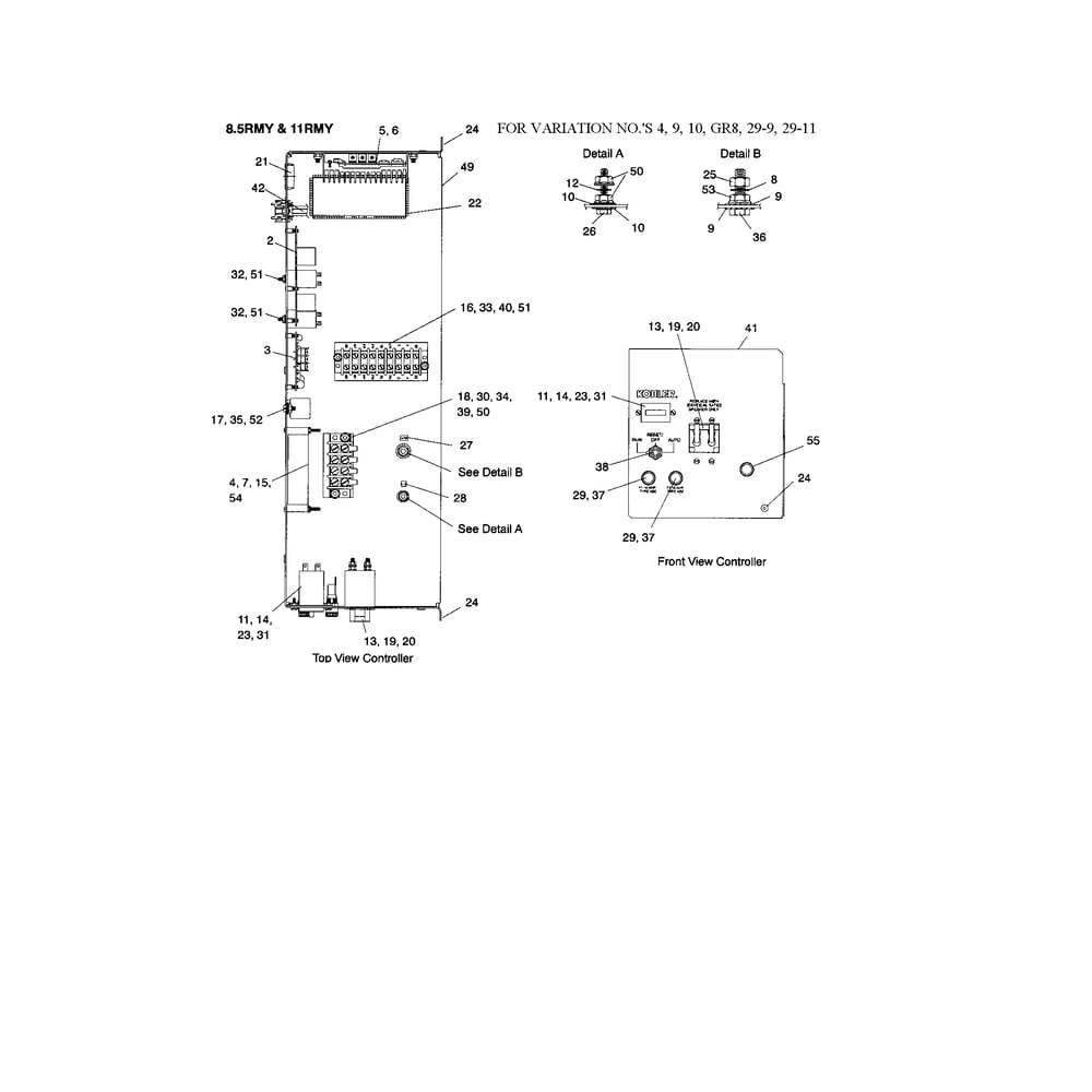 Controller And Mounting 1 Diagram and Parts List for 85-12RES  Kohler Generator