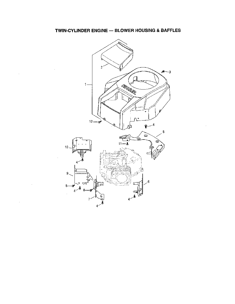 Blower housing/baffles Diagram and Parts List for 752KSV6009  Kohler Engine