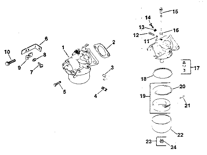 Group 5 carburetor Diagram and Parts List for MV8-301500  Kohler Engine