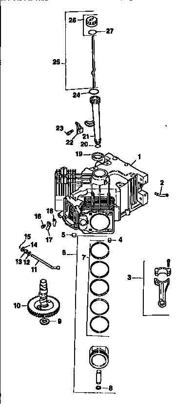 Crankcase Diagram and Parts List for CV18S-61544  Kohler Engine