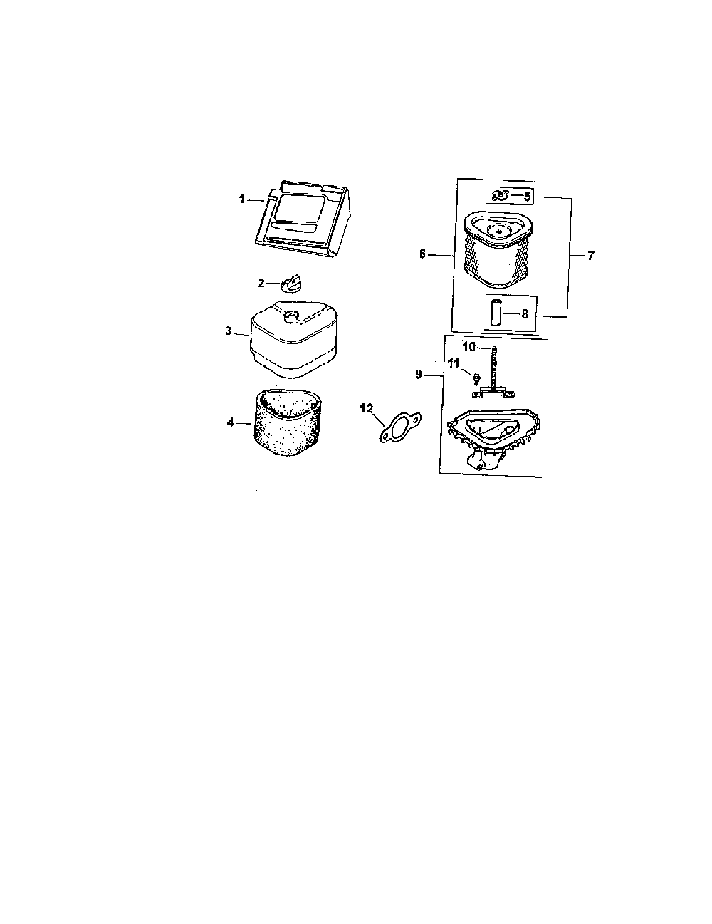 Air intake Diagram and Parts List for CV490S-27507  Kohler Engine
