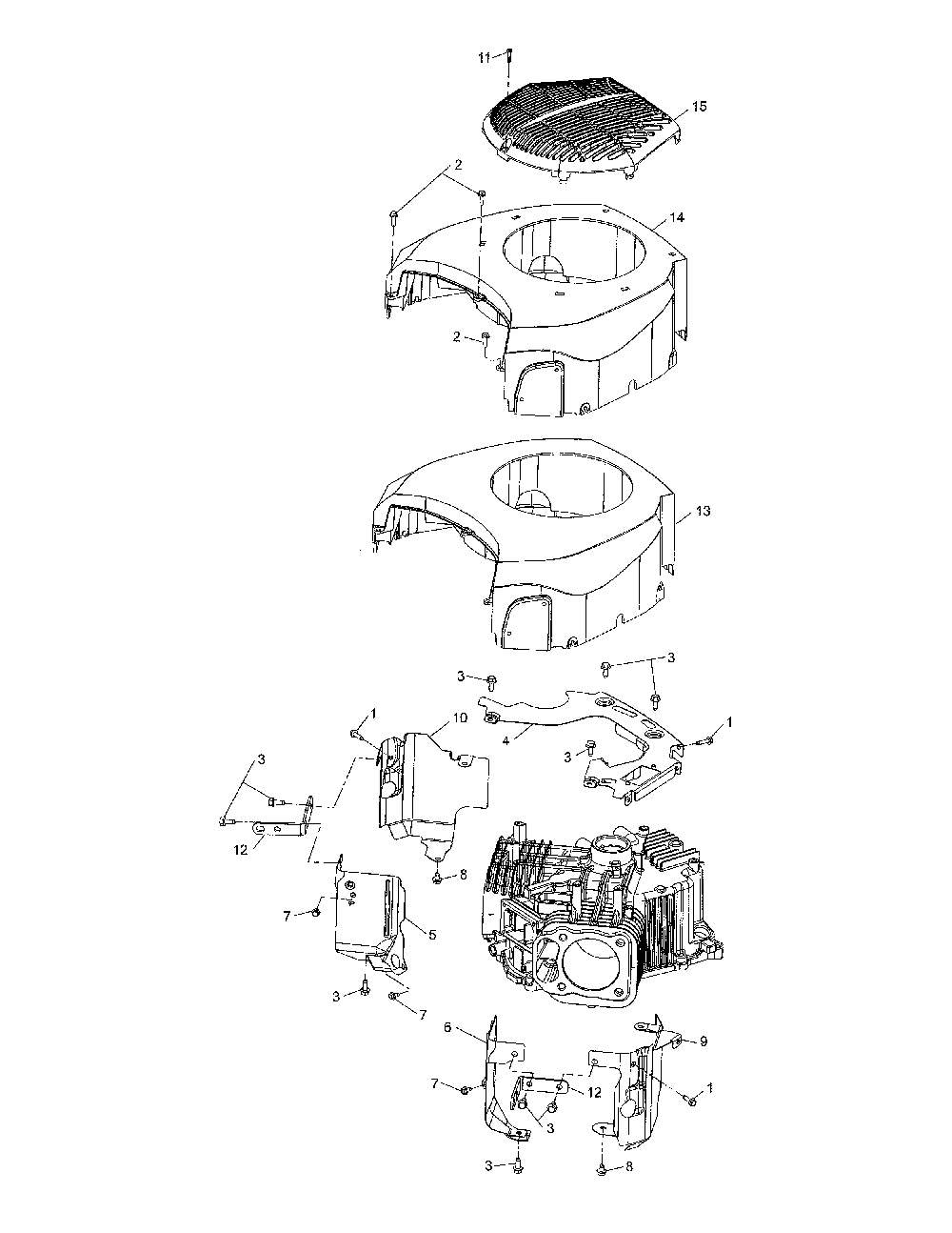 Blower housing Diagram and Parts List for KT745-3023  Kohler Engine