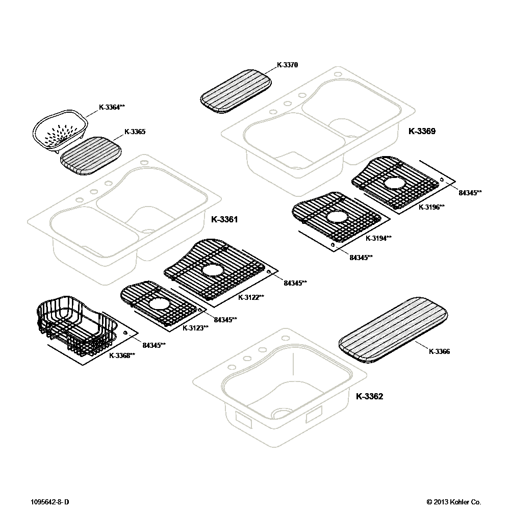 Sink Accessories Diagram and Parts List for K-3122-ST  Kohler Miscellaneous