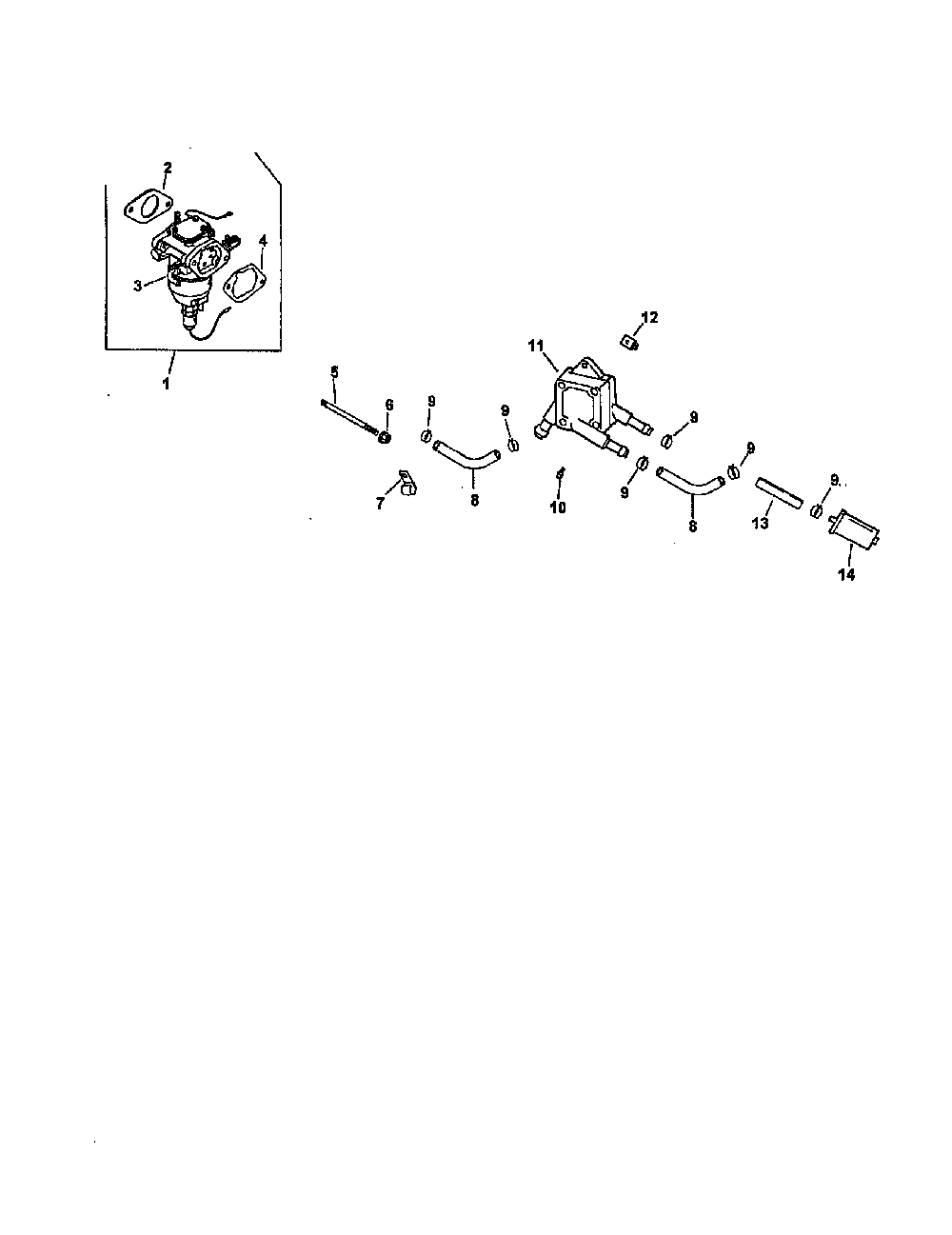 Fuel system Diagram and Parts List for CV20S-65551  Kohler Engine
