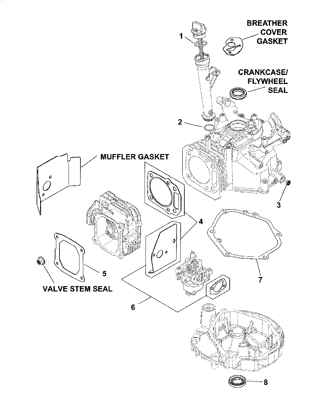 Gasket set Diagram and Parts List for XT173-0084-ED  Kohler Engine