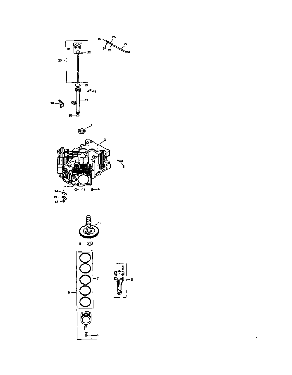 Crankcase Diagram and Parts List for CV26S-69540  Kohler Engine