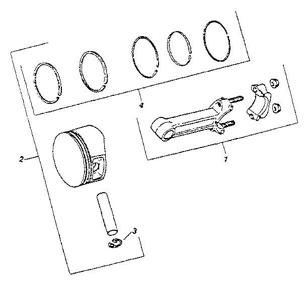 Piston and rod Diagram and Parts List for MV18S-24665  Kohler Engine